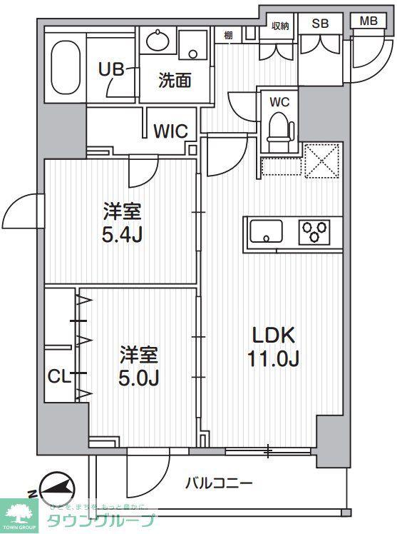 S-RESIDENCE新御徒町CHIARO(2LDK/10階)の間取り写真