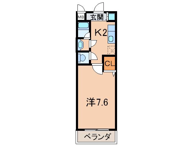 シェリール武庫之荘(1K/2階)の間取り写真