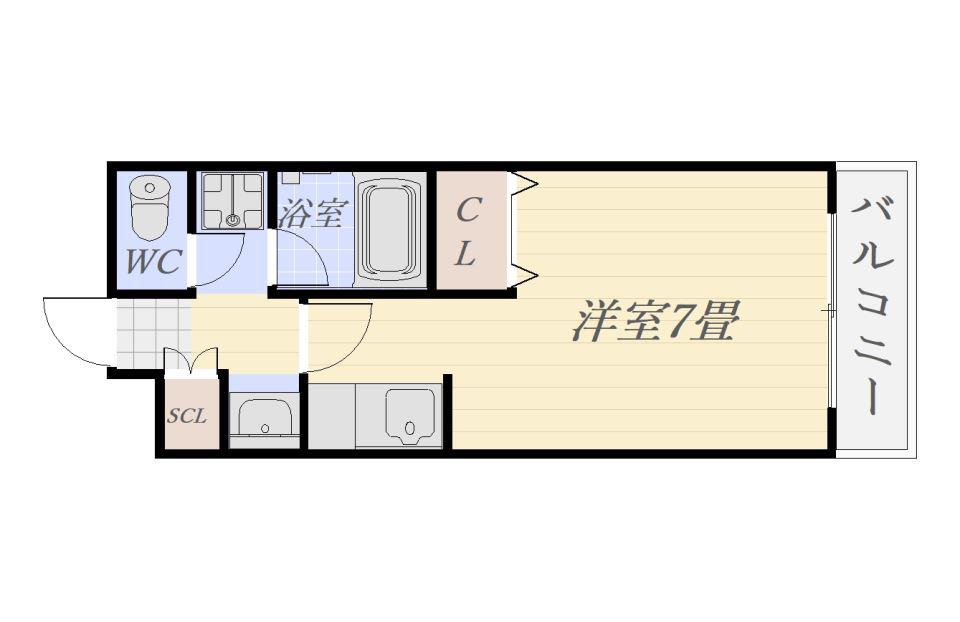 ビバリーズ21 B棟(ワンルーム/1階)の間取り写真