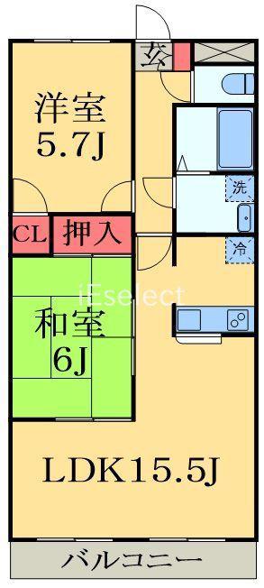 ゼファーシャン・ティオン蘇我壱(2LDK/3階)の間取り写真