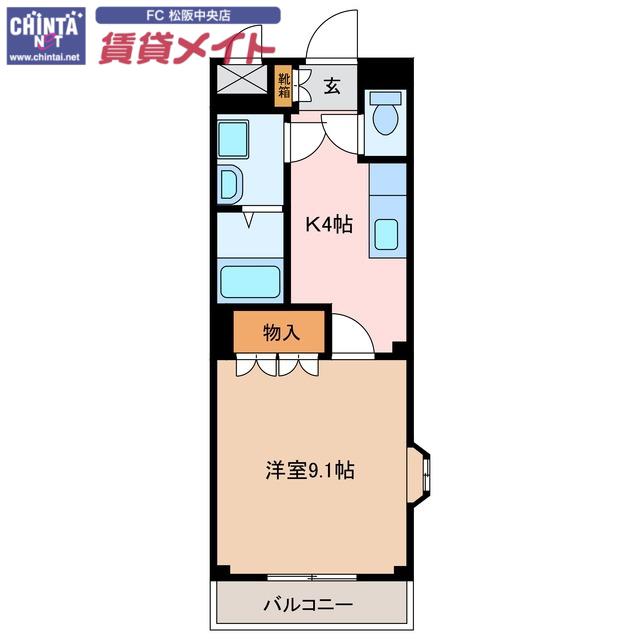 パルティール(1K/1階)の間取り写真