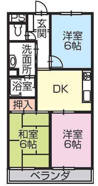 アーバンシティ(3DK/2階)の間取り写真
