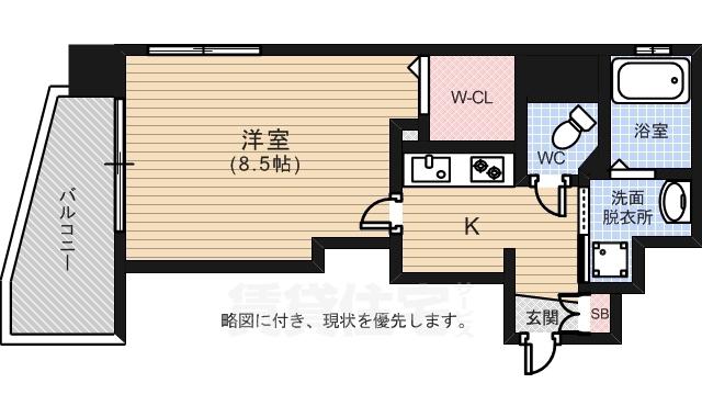 ルービンス宇品神田(1K/8階)の間取り写真