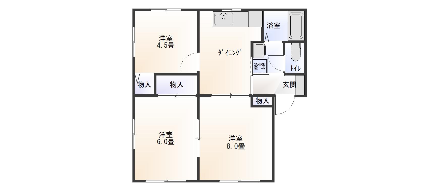 フォーブルA(3DK/1階)の間取り写真