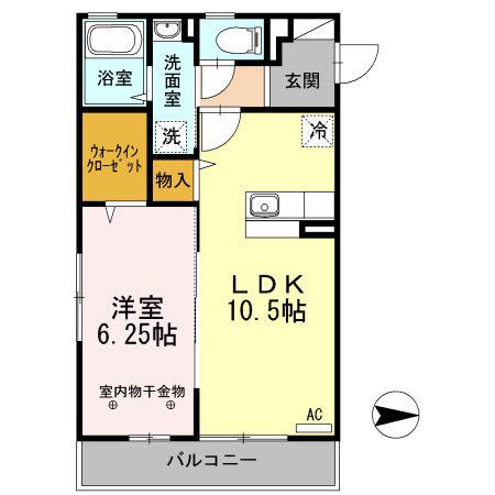 ヴィラ ジュエリー(1LDK/2階)の間取り写真