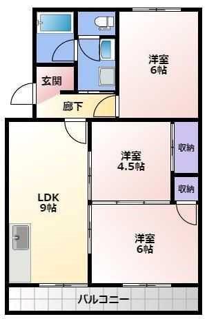 柳田マンション(3LDK/1階)の間取り写真