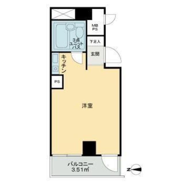 ライオンズマンション青葉台第2(ワンルーム/2階)の間取り写真