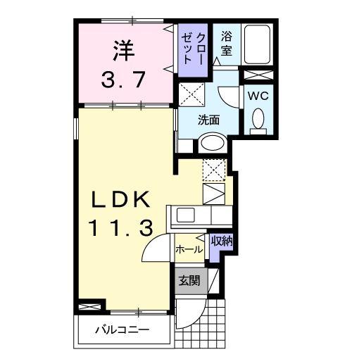 ファイン・ビレッチI(1LDK/1階)の間取り写真