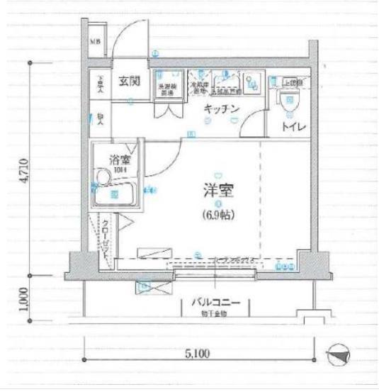 リヴシティ新宿壱番館(1K/4階)の間取り写真