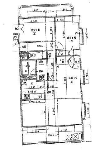 シオール壱番館(3LDK/4階)の間取り写真