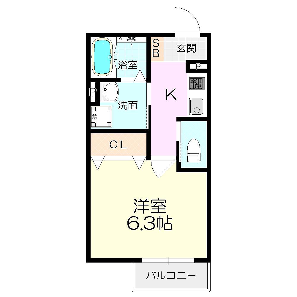 GRADO塚口(1K/1階)の間取り写真