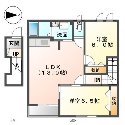 サンクアンジェロ(2LDK/2階)の間取り写真