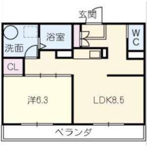 スペースヒルズ(1LDK/1階)の間取り写真