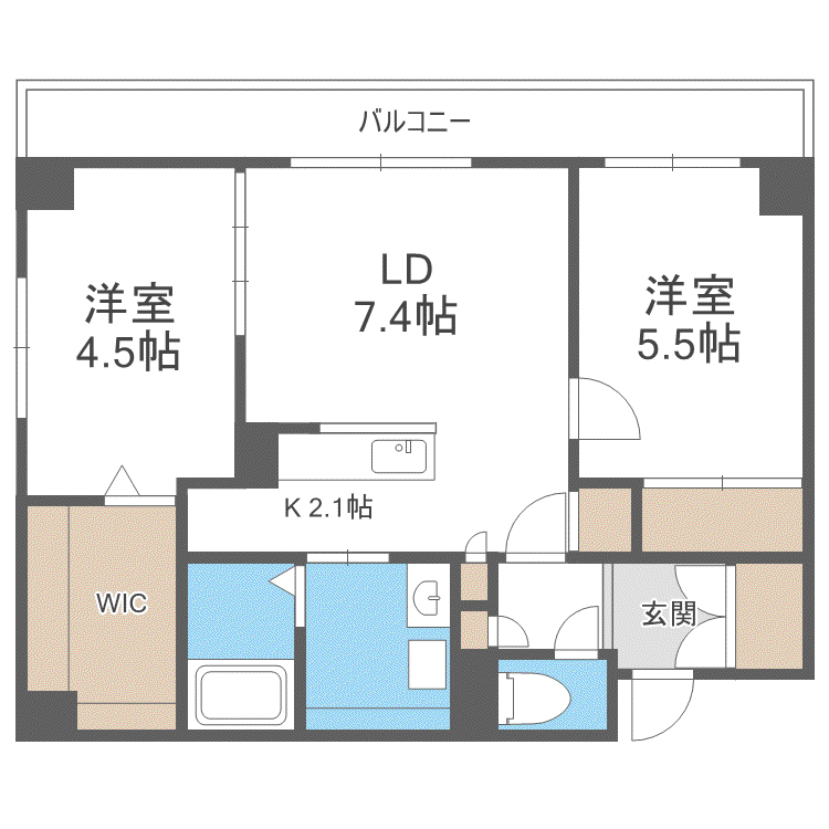 アルファスクエア中島公園(2LDK/3階)の間取り写真