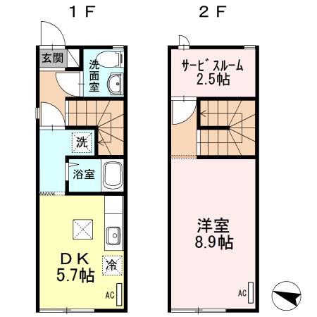 メゾネットみなみ(1SDK/1階)の間取り写真