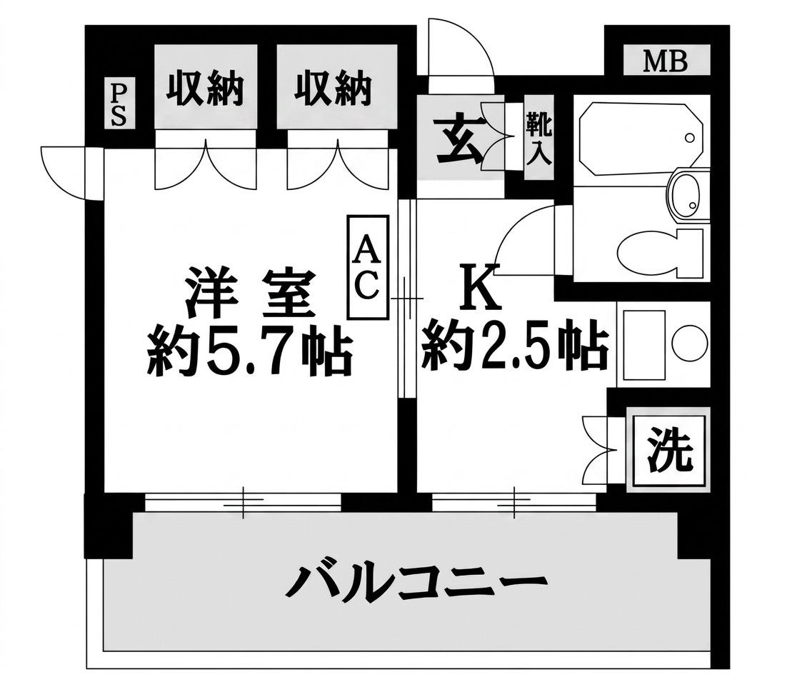 シャングリラ II(1K/5階)の間取り写真