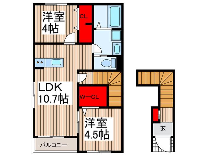 リーブルファイン三郷半田II(2LDK/2階)の間取り写真