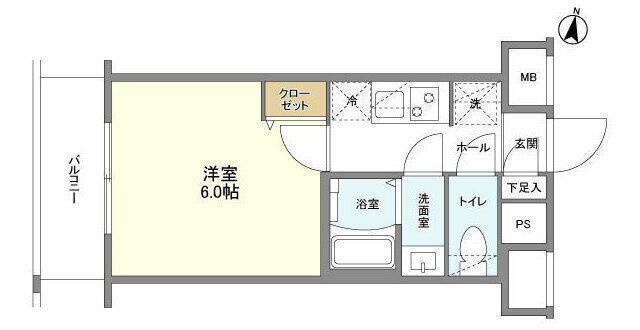 インペリアルフラット武蔵小山(1K/5階)の間取り写真