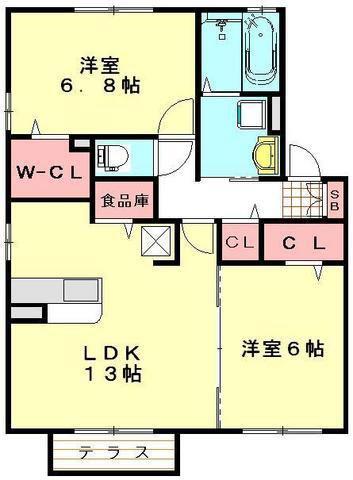 ビーノII(2LDK/2階)の間取り写真