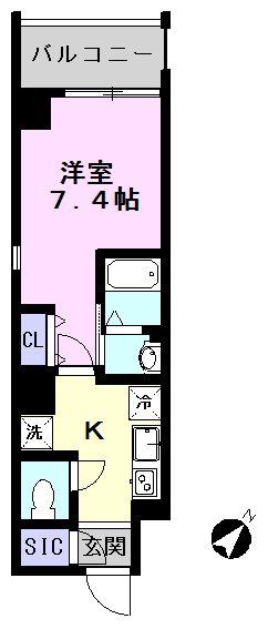 BRILLIANT FLOWER(1K/5階)の間取り写真
