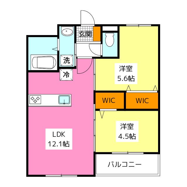 LUXCAS大橋(2LDK/1階)の間取り写真