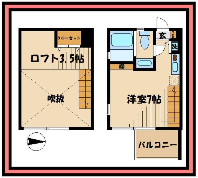 ライトスクエア(ワンルーム/1階)の間取り写真
