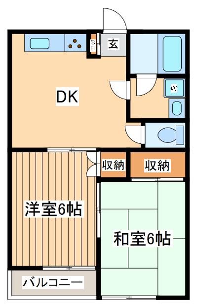 ケーティーディー錦町(2DK/4階)の間取り写真