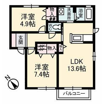 オーパスワン(2LDK/1階)の間取り写真