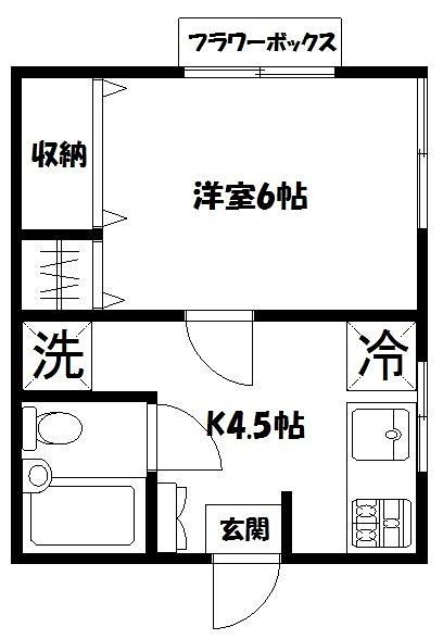 清風荘(1K/1階)の間取り写真