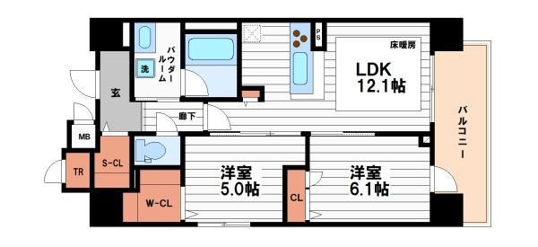 IBC RESIDENCE ウエスト(2LDK/12階)の間取り写真