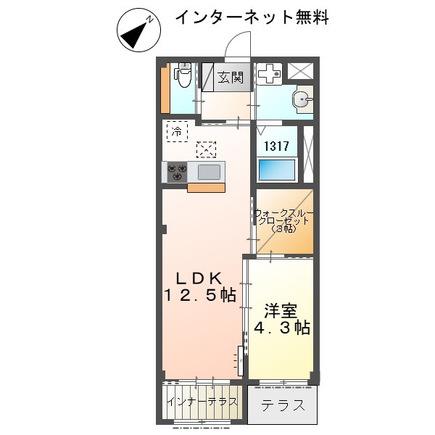 山陽電鉄本線 尾上の松駅 徒歩25分 2階建 築5年(1LDK/1階)の間取り写真