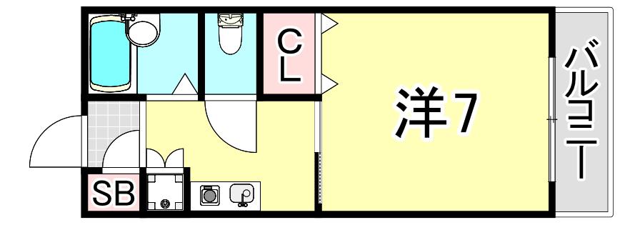 ケイズキューブ(1K/2階)の間取り写真