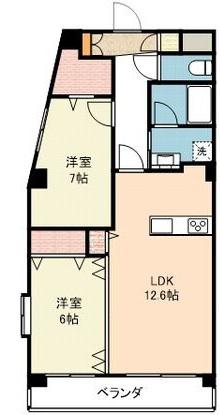 ノイエスレーベン本郷(2LDK/4階)の間取り写真