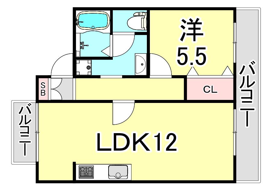 ベルコモン甲子園(1LDK/1階)の間取り写真