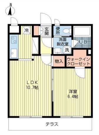 FAMIGLIA(1LDK/3階)の間取り写真