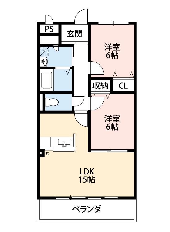 マリアージュ・ルマン(2LDK/3階)の間取り写真