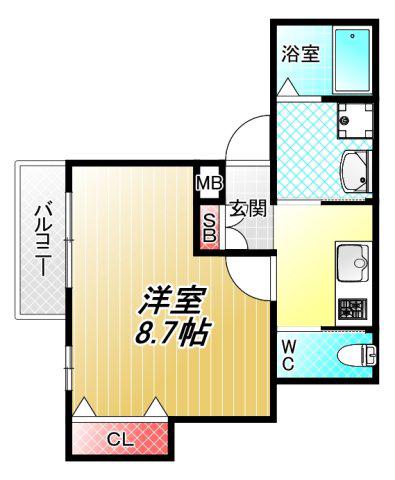 アフィット平野宮前(1K/1階)の間取り写真