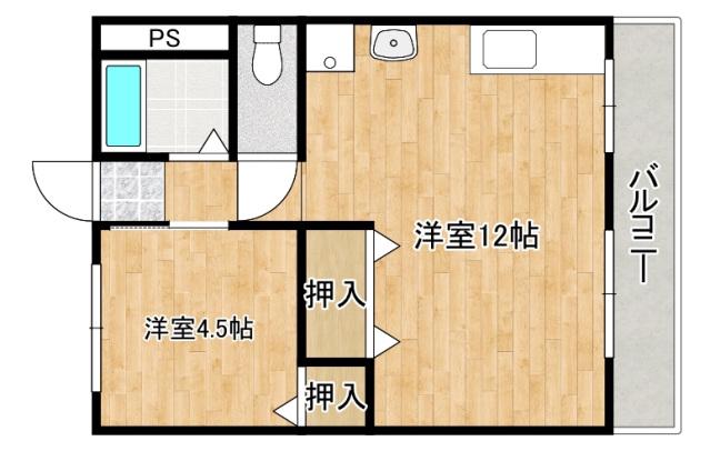 山田ビル(1LDK/3階)の間取り写真