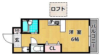 ラフィーネ枚方III(1K/4階)の間取り写真
