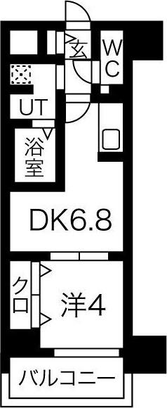 ザ・レジデンスパーク久屋大通(1DK/5階)の間取り写真