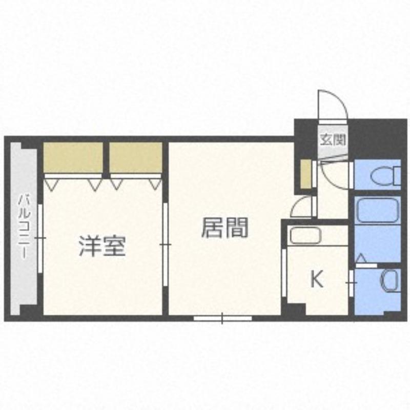 デュアンジュ北円山(1LDK/2階)の間取り写真