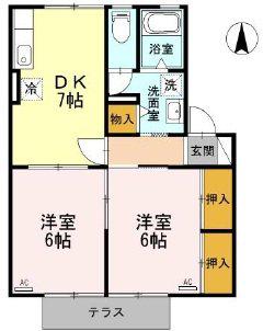 セジュールNOYORI(2DK/1階)の間取り写真