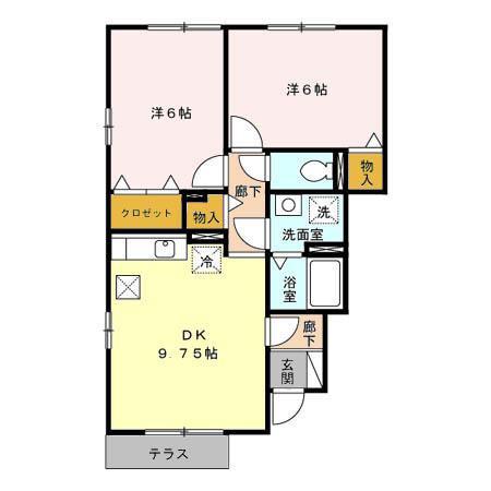 マーメイドラグーン(2DK/1階)の間取り写真