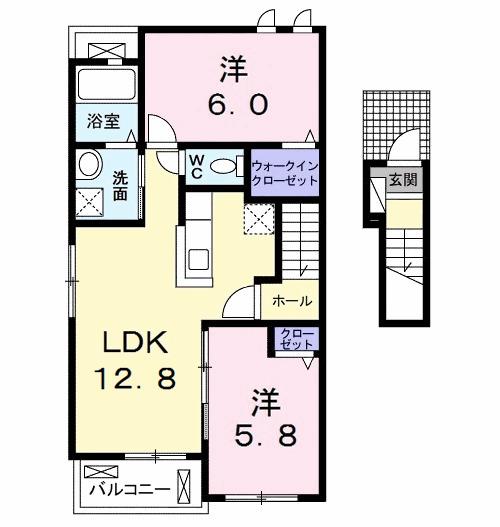 CLAIR B(2LDK/2階)の間取り写真