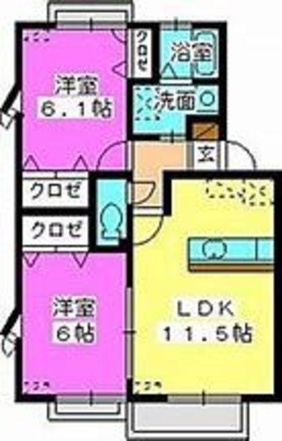 エトワール有田(2LDK/2階)の間取り写真