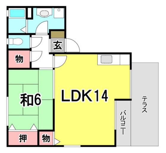 恵夢弐番館(1LDK/1階)の間取り写真