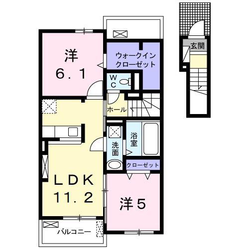 エムツートリアードIII(2LDK/2階)の間取り写真