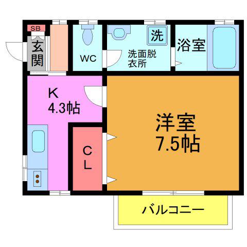 第七ハイツヤマヤ(1K/2階)の間取り写真
