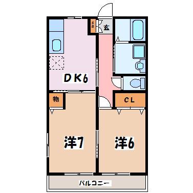 ドルトワール・イチカワ(2DK/2階)の間取り写真