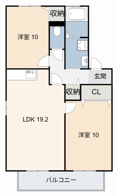 エイトファーム知立G(2LDK/2階)の間取り写真